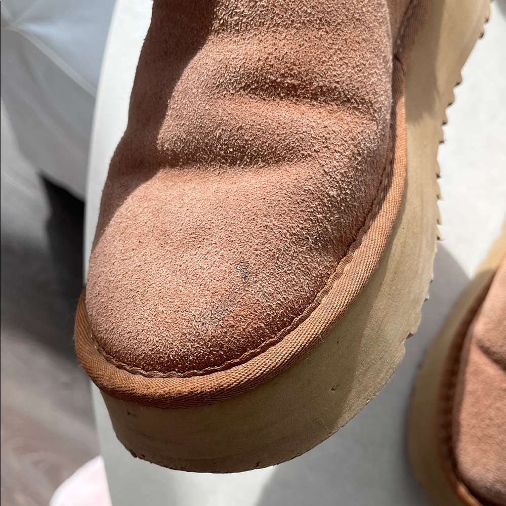 UGG platform Chestnut Brown Shearling-Lined Slip-… - image 7